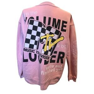 Pink MTV Y2K Sweater Women’s Size XL Retro 2000s Graphic Knit Pullover